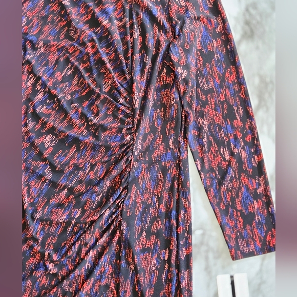 Nine West Long Sleeve Ruched Midi Dress - Picture 3 of 9